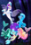 Size: 1600x2263 | Tagged: safe, artist:jucamovi1992, character:princess skystar, character:queen novo, oc, oc:aglaope, oc:piscis, oc:radne, species:pony, species:seapony (g4), my little pony: the movie (2017), angler seapony, artwork, bioluminescent, glow, mermaid, merpony, movie, ocean, water