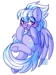 Size: 2093x2773 | Tagged: safe, artist:ruef, character:cloudchaser, species:pegasus, species:pony, akanbe, cheek fluff, chest fluff, cute, cutechaser, ear fluff, eye clipping through hair, female, leg fluff, looking at you, mare, simple background, smiling, solo, tongue out, transparent background