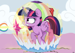 Size: 1500x1060 | Tagged: safe, artist:mistydash, character:twilight sparkle, character:twilight sparkle (alicorn), species:alicorn, species:pony, angry, elements of harmony, female, glare, gritted teeth, levitation, magic, mare, solo, telekinesis