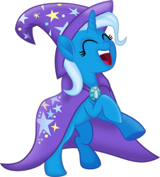 Size: 5424x6000 | Tagged: safe, artist:limedazzle, character:trixie, species:pony, species:unicorn, my little pony: the movie (2017), absurd resolution, cape, clothing, cute, diatrixes, eyes closed, female, hat, mare, open mouth, simple background, smiling, solo, transparent background, trixie's cape, trixie's hat, vector