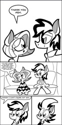 Size: 500x1012 | Tagged: safe, artist:joeywaggoner, oc, oc only, oc:ash, oc:spotlight, species:pony, carriage, clothing, comic, days-of-ash, diane, dress, glasses, pony prom, redesign, the clone that got away