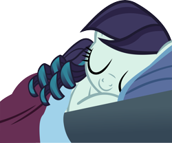 Size: 4877x4051 | Tagged: safe, artist:ironm17, character:coloratura, species:pony, absurd resolution, blanket, cute, female, pillow, rara, rarabetes, simple background, sleeping, smiling, solo, transparent background, vector