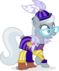 Size: 2001x2385 | Tagged: safe, artist:punzil504, character:silver spoon, species:earth pony, species:pony, bard, clothing, crossover, dungeons and dragons, fantasy class, female, glasses, grin, mare, older, older silver spoon, simple background, smiling, solo, spoony bard, transparent background