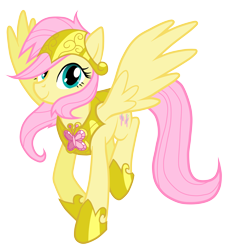 Size: 4520x5000 | Tagged: safe, artist:equestria-prevails, artist:jennieoo, character:fluttershy, species:pegasus, species:pony, absurd resolution, alternate hairstyle, armor, cute, element of kindness, female, looking at you, mare, shyabetes, simple background, smiling, solo, spread wings, transparent background, vector, wings