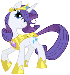 Size: 4612x4999 | Tagged: safe, artist:equestria-prevails, artist:jennieoo, character:rarity, species:pony, species:unicorn, absurd resolution, armor, armorarity, element of generosity, female, hilarious in hindsight, hoof shoes, jewelry, looking at you, mare, raised hoof, royal guard rarity, simple background, smiling, solo, tiara, transparent background, vector