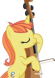 Size: 4143x5832 | Tagged: safe, artist:ironm17, character:citrus blush, species:pony, species:unicorn, absurd resolution, bipedal, bow (instrument), cello, cello bow, eyes closed, female, musical instrument, musician, simple background, solo, transparent background, vector
