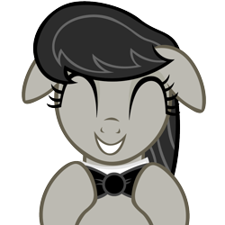 Size: 1024x1024 | Tagged: safe, artist:dtkraus, character:octavia melody, species:pony, bow tie, cute, eyes closed, female, floppy ears, grayscale, grin, happy, monochrome, simple background, smiling, solo, tavibetes, transparent background, vector