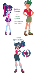 Size: 667x1350 | Tagged: safe, artist:berrypunchrules, character:timber spruce, character:twilight sparkle, character:twilight sparkle (scitwi), species:eqg human, equestria girls:legend of everfree, g4, my little pony: equestria girls, my little pony:equestria girls, ambiguous gender, fusion, simple background, white background