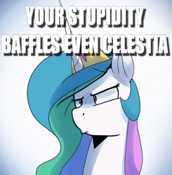 Size: 482x492 | Tagged: safe, artist:anticular, edit, character:princess celestia, species:alicorn, species:pony, female, image macro, mare, meme, reaction image, solo