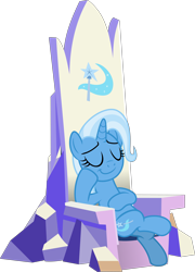 Size: 7264x10090 | Tagged: safe, artist:punzil504, character:trixie, species:pony, species:unicorn, episode:all bottled up, g4, my little pony: friendship is magic, absurd resolution, chair, crossed legs, eyes closed, female, friendship throne, mare, no tail, nonchalant, simple background, sitting, smiling, solo, throne, throne slouch, transparent background, vector