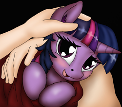 Size: 2083x1826 | Tagged: safe, alternate version, artist:manifest harmony, character:twilight sparkle, species:human, species:pony, aftercare, blanket, blanket burrito, bronybait, cuddling, cute, dawwww, hnnng, hug, human on pony snuggling, interspecies, precious, romantic, snuggling, twiabetes, weapons-grade cute, wingding eyes