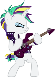 Size: 2945x4062 | Tagged: safe, artist:ironm17, character:rarity, species:pony, species:unicorn, episode:it isn't the mane thing about you, g4, my little pony: friendship is magic, alternate hairstyle, bipedal, clothing, crossing the memes, electric guitar, eyes closed, female, guitar, guitarity, jacket, leather jacket, mare, metal, punk, punkity, simple background, solo, spiked wristband, that was fast, transparent background, vector, wristband