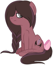 Size: 740x910 | Tagged: safe, artist:ipandacakes, oc, oc only, oc:humor mimi pie, parent:cheese sandwich, parent:pinkie pie, parents:cheesepie, species:earth pony, species:pony, bow, female, mare, offspring, simple background, sitting, solo, tail bow, transparent background