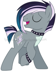Size: 655x829 | Tagged: safe, artist:ipandacakes, oc, oc only, oc:tenor star, parent:coloratura, parent:limelight, parents:limerara, species:earth pony, species:pony, choker, male, simple background, solo, spiked choker, spiked wristband, stallion, transparent background, watermark, wristband