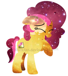 Size: 591x667 | Tagged: safe, artist:ipandacakes, oc, oc only, oc:chimi cherry cheesecake, parent:cheese sandwich, parent:pinkie pie, parents:cheesepie, species:earth pony, species:pony, ethereal mane, female, galaxy pony, laughing, mare, offspring, simple background, solo, transparent background, watermark
