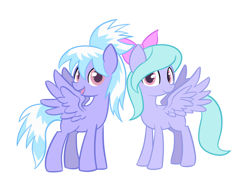 Size: 1280x985 | Tagged: safe, artist:solar-slash, artist:willdrawforfood1, character:cloudchaser, character:flitter, species:pegasus, species:pony, duo, duo female, female, mare, simple background, smiling, white background