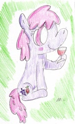Size: 517x849 | Tagged: safe, artist:ptitemouette, character:berry punch, character:berryshine, alcohol, female, glass, solo, traditional art, wine, wine glass
