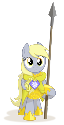 Size: 1500x2900 | Tagged: safe, artist:equestria-prevails, character:derpy hooves, species:pegasus, species:pony, armor, epic derpy, female, guard, mare, simple background, solo, spear, transparent background, weapon