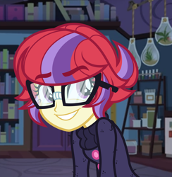 Size: 4000x4102 | Tagged: safe, artist:orin331, character:moondancer, species:eqg human, dancerverse, g4, my little pony:equestria girls, alternate hairstyle, alternate universe, clothing, equestria girls-ified, female, glasses, short hair, smiling, solo
