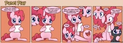 Size: 1400x489 | Tagged: safe, artist:solar-slash, character:pinkie pie, species:earth pony, species:pony, episode:pinkie spy, g4, my little pony: equestria girls, comic, female, fun fun fun, mare, multeity, ninja, panel play, too much pink energy is dangerous
