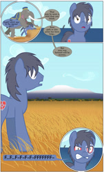 Size: 2000x3301 | Tagged: safe, artist:mlp-silver-quill, oc, oc only, oc:clutterstep, oc:imani, comic:imani, beach, bloodshot eyes, climbing, elephant, f-bomb incoming!, lip bite, mountain, ocean, red eyes, savanna