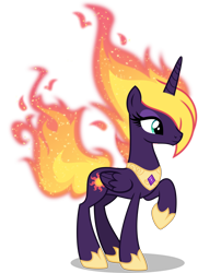 Size: 4350x6000 | Tagged: safe, artist:orin331, character:princess luna, species:alicorn, species:pony, absurd resolution, alternate design, alternate hairstyle, alternate universe, female, hoof shoes, mane of fire, mare, princess of the sun, raised hoof, simple background, solo, swapped cutie marks, transparent background, vector