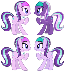 Size: 850x934 | Tagged: safe, artist:colossalstinker, character:aloe, character:lotus blossom, character:starlight glimmer, species:earth pony, species:pony, female, mare, race swap, recolor, simple background, transparent background