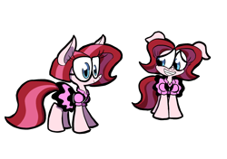 Size: 1241x875 | Tagged: safe, artist:joeywaggoner, oc, oc only, species:pony, clothing, diane, dress, glasses, pinkie clone, simple background, skirt, solo, the clone that got away, white background