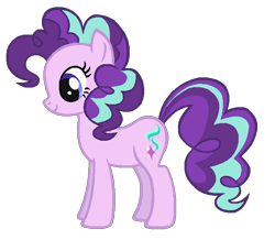Size: 656x573 | Tagged: safe, artist:colossalstinker, character:pinkie pie, character:starlight glimmer, species:pony, alternate hairstyle, female, mare, recolor, simple background, smiling, solo, standing, transparent background