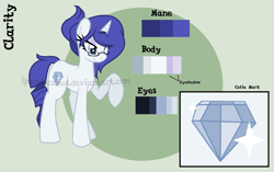 Size: 1669x1046 | Tagged: safe, artist:ipandacakes, oc, oc only, oc:clarity, parent:fancypants, parent:rarity, parents:raripants, species:pony, species:unicorn, female, glasses, mare, offspring, reference sheet, solo