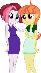 Size: 2771x4910 | Tagged: safe, artist:ironm17, character:cayenne, character:citrus blush, my little pony:equestria girls, bracelet, clothing, dress, equestria girls-ified, jewelry, necklace, short-sleeved jacket, simple background, sleeveless, sleeveless dress, smiling, summer dress, transparent background, vector