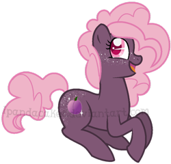 Size: 772x741 | Tagged: safe, artist:ipandacakes, oc, oc only, oc:sugar plum, parent:pinkie pie, parent:tempest shadow, parents:tempestpie, species:pony, female, magical lesbian spawn, mare, offspring, prone, simple background, solo, transparent background