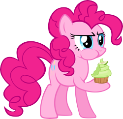 Size: 4667x4512 | Tagged: safe, artist:ironm17, character:pinkie pie, species:earth pony, species:pony, episode:the mysterious mare do well, g4, my little pony: friendship is magic, absurd resolution, cupcake, eating, female, food, simple background, solo, transparent background, vector