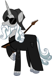 Size: 3378x4859 | Tagged: safe, artist:ironm17, character:star swirl the bearded, species:pony, species:unicorn, g4, clothing, colored hooves, electric guitar, guitar, hat, hooves, male, raised hoof, simple background, solo, stallion, sunglasses, transparent background, trenchcoat, unshorn fetlocks, vector, zz top
