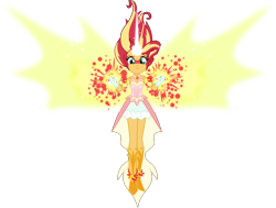 Size: 6000x4544 | Tagged: safe, artist:limedazzle, character:daydream shimmer, character:sunset shimmer, episode:overpowered, g4, my little pony: equestria girls, my little pony:equestria girls, absurd resolution, clothing, daydream shimmer, dress, female, glowing horn, looking at you, simple background, solo, transparent background