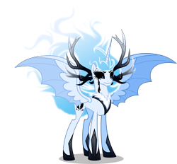 Size: 5000x4630 | Tagged: safe, artist:orin331, character:princess cadance, species:alicorn, species:bat pony, species:pony, dancerverse, absurd resolution, alternate universe, antlers, bat pony alicorn, black sclera, female, hybrid wings, mare, mournful frost, nightmare cadance, nightmarified, simple background, solo, transparent background