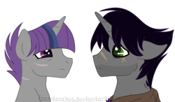 Size: 1280x745 | Tagged: safe, artist:ipandacakes, character:shadow lock, oc, oc:crescendo, parent:shadow lock, parent:twilight sparkle, parents:twilock, species:pony, species:unicorn, father and son, male, offspring, simple background, stallion, transparent background