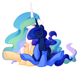 Size: 1300x1200 | Tagged: dead source, safe, artist:rainbowscreen, character:princess celestia, character:princess luna, clothing, simple background, sisters, sitting, socks