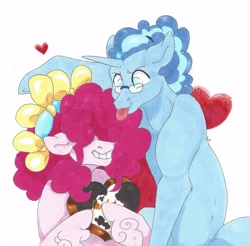 Size: 4444x4370 | Tagged: safe, artist:frozensoulpony, character:party favor, character:pinkie pie, species:pony, species:unicorn, ship:partypie, absurd resolution, alternate hairstyle, female, male, shipping, straight, traditional art