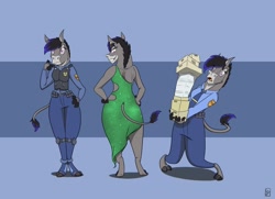 Size: 1200x869 | Tagged: safe, artist:lucas_gaxiola, oc, oc only, oc:tara, species:anthro, anthro oc, cute, evening dress, police, police officer, police uniform, solo, zootopia