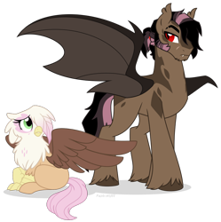 Size: 914x918 | Tagged: safe, artist:faith-wolff, oc, oc only, oc:aerenth, oc:galah rose, parent:fluttershy, parent:gilda, parent:king sombra, parents:gildashy, parents:sombrashy, species:bat pony, species:classical hippogriff, species:hippogriff, species:pony, brother and sister, crouching, duo, female, half-siblings, hybrid, interspecies offspring, magical lesbian spawn, male, next generation, offspring, sideburns, simple background, slit pupils, stallion, transparent background