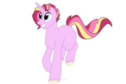Size: 1500x1000 | Tagged: safe, artist:faith-wolff, oc, oc only, parent:starlight glimmer, parent:sunset shimmer, parents:shimmerglimmer, species:pony, species:unicorn, commission, magical lesbian spawn, male, offspring, running, simple background, solo, stallion, white background