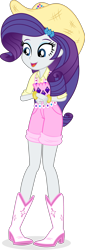 Size: 1606x4725 | Tagged: safe, artist:punzil504, character:rarity, episode:simple ways, g4, my little pony: friendship is magic, my little pony:equestria girls, boots, clothing, cowboy boots, cowboy hat, cowgirl outfit, cute, hat, legs, overall shorts, raribetes, shoes, simple background, transparent background, vector