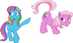 Size: 1609x947 | Tagged: safe, artist:colossalstinker, character:pinkie pie (g3), character:rainbow dash (g3), simple background, transparent background