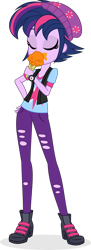 Size: 1306x3575 | Tagged: safe, artist:punzil504, character:starlight glimmer, character:twilight sparkle, equestria girls:mirror magic, g4, my little pony: equestria girls, my little pony:equestria girls, spoiler:eqg specials, alternate hairstyle, alternate universe, beanie, clothing, dessert, female, food, hat, ice cream, punklight sparkle, short hair, simple background, solo, transparent background, vest