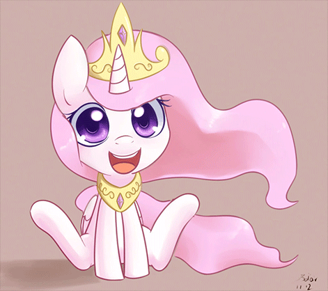 Size: 471x418 | Tagged: safe, artist:solar-slash, character:princess celestia, species:alicorn, species:pony, animated, cewestia, chibi, crown, cute, cutelestia, female, filly, jewelry, looking at you, open mouth, pink-mane celestia, regalia, smiling, solo, young, younger