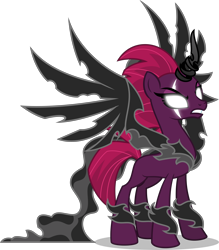 Size: 5000x5700 | Tagged: safe, artist:orin331, character:pony of shadows, character:tempest shadow, species:alicorn, species:pony, my little pony: the movie (2017), absurd resolution, angry, bad end, blank flank, dark magic, darkness, eye scar, female, fusion, glowing eyes, glowing scar, hatred, magic, mare, possessed, scar, simple background, solo, spread wings, tempest gets her horn back, tempest gets her wings back, transparent background, wings