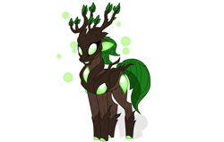 Size: 1260x800 | Tagged: safe, artist:faith-wolff, species:deer, colored hooves, commission, earth elemental, elemental, foliage, green eyes, plant deer, plant elemental, simple background, solo, white background