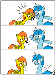 Size: 748x996 | Tagged: safe, artist:pencil bolt, oc, oc:orange terra, species:pegasus, species:pony, species:unicorn, comic:theponyfuture scorpio, biting, chewing, comic, death, eating, female, male, ponies eating meat, scorpion, swallowing, theponyfuture, vore, x eyes