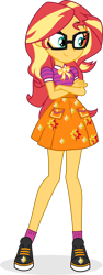 Size: 2404x6388 | Tagged: safe, artist:punzil504, character:sunset shimmer, character:twilight sparkle, character:twilight sparkle (scitwi), species:eqg human, g4, my little pony: equestria girls, my little pony:equestria girls, absurd resolution, adorkable, alternate universe, clothes swap, clothing, crossed arms, cute, dork, female, fusion, glasses, meganekko, shimmerbetes, shoes, simple background, skirt, sneakers, socks, solo, sunspecs shimmer, transparent background